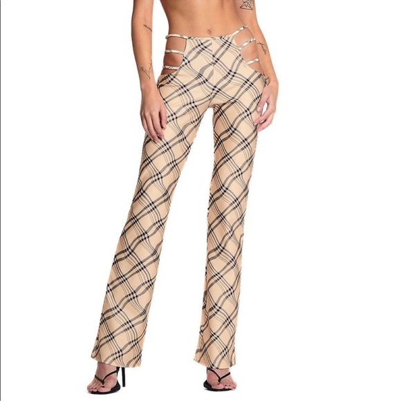I.AM.GIA Lucid Straight Flare Plaid Pants Size Small - Picture 1 of 11